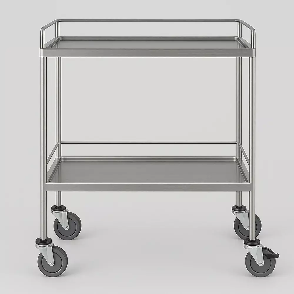 tmf-stainless-steel-instrument-trolley-with-2-shelves-and-40-50-kg-capacity-for-hospitals-clinics
