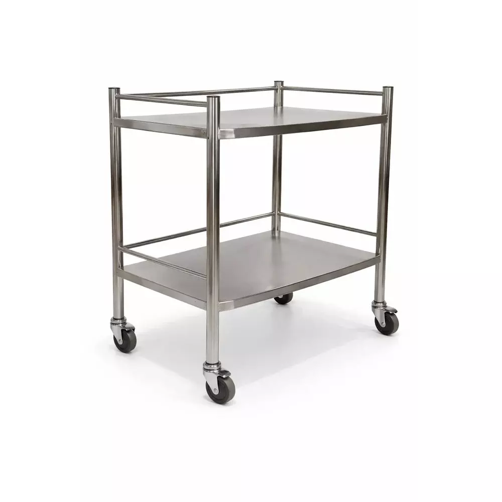 tmf-stainless-steel-instrument-trolley-with-2-shelves-and-40-50-kg-capacity-for-hospitals-clinics