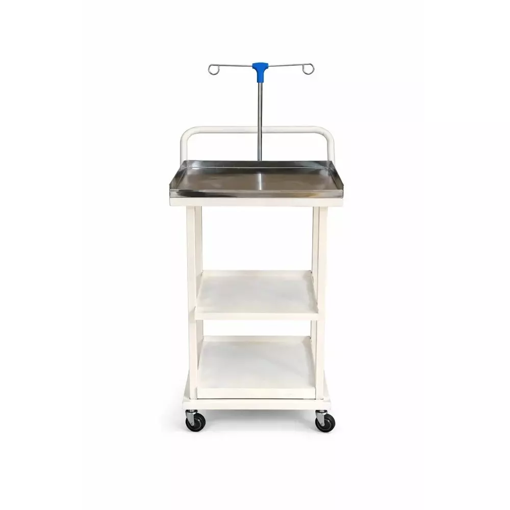 tmf-ecg-machine-trolley-made-of-crc-steel-in-white-color-with-3-shelves-and-fixed-height