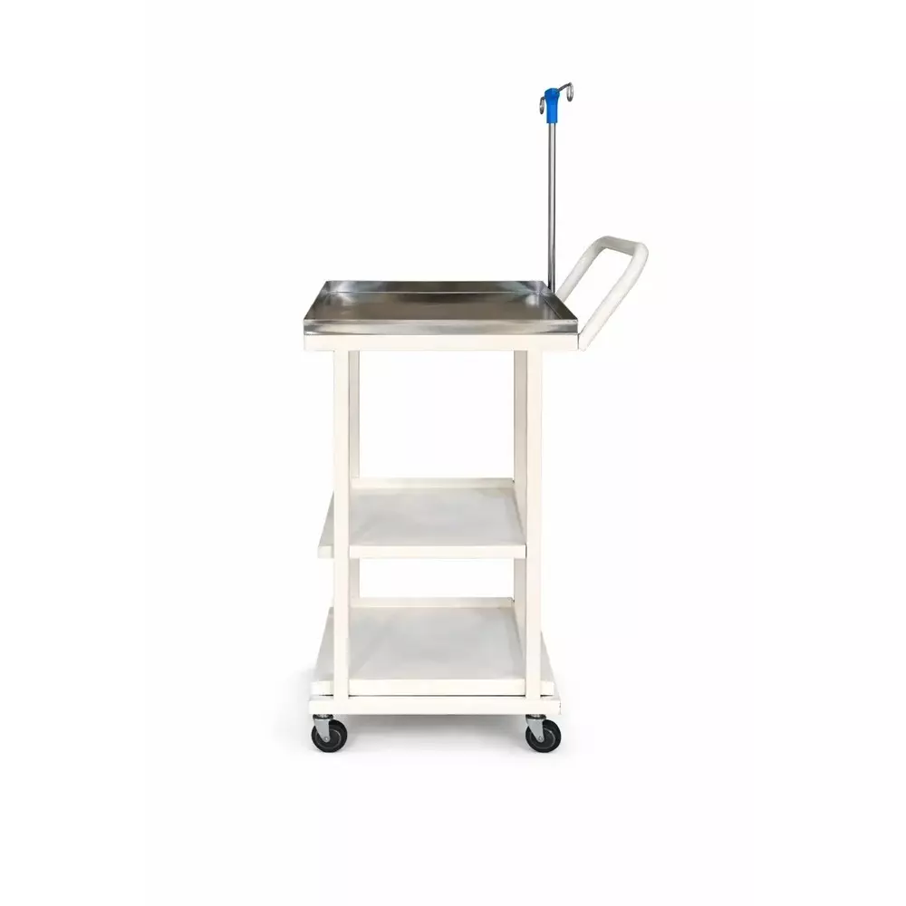 tmf-ecg-machine-trolley-made-of-crc-steel-in-white-color-with-3-shelves-and-fixed-height