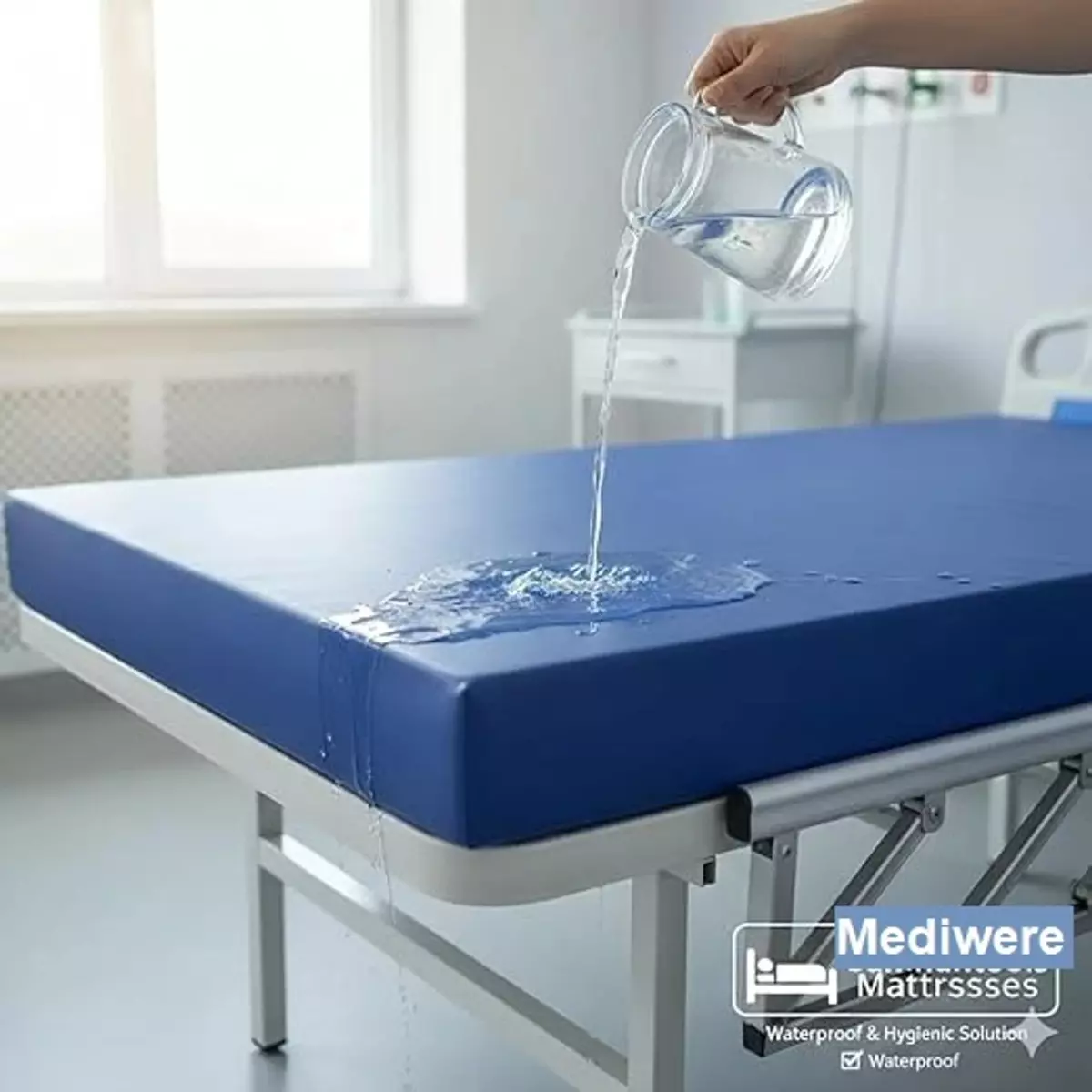 mediwere-semi-fowler-mattress-with-pillow-blue-color-high-density-foam-with-101-mm-thickness-for-hospitals-and-clinics