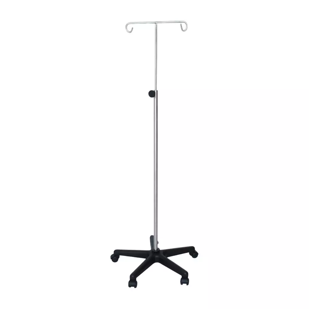 Meditech 5 Wheel IV Stand Plastic Base Stainless Steel, MHC/WF-164