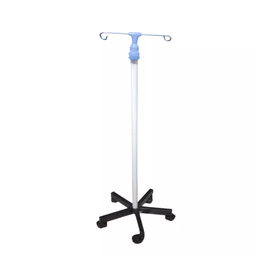 GENERIC 5 Feet (1524 mm) IV Saline Stand Mild Steel Base and Stainless Steel Rod with Polished Finish for Hospitals and Clinics, ASU1213