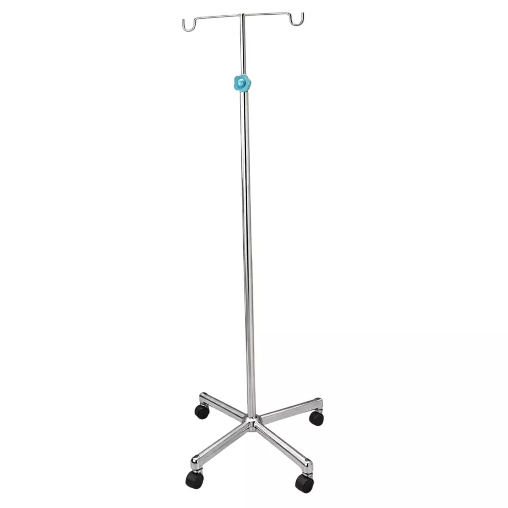ELITE MED Stainless Steel IV Drip Stand with 4 Wheels 10 - 45 cm Adjustable Height