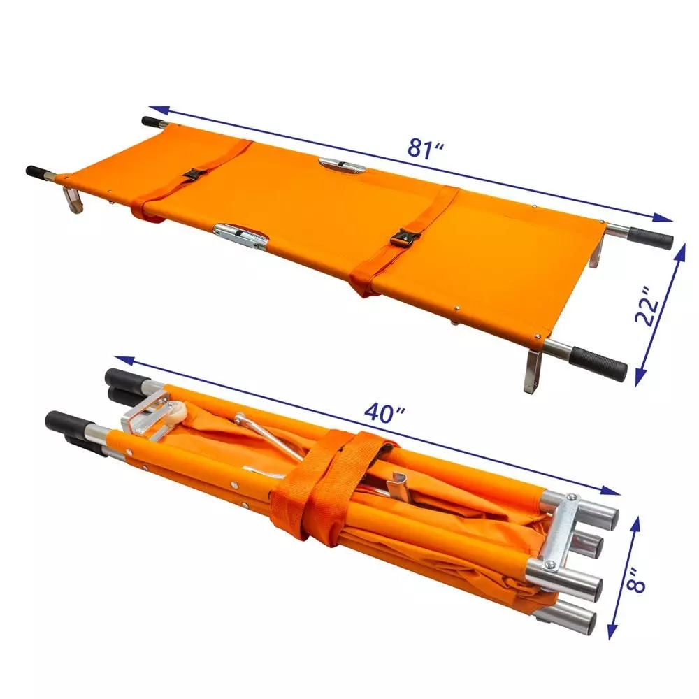Florix Nation Double Fold Stretcher 110 Kg Load Capacity with Carry Bag Anti-Fungus, Orange