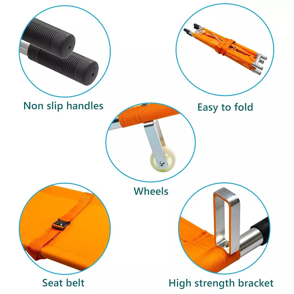 Florix Nation Double Fold Stretcher 110 Kg Load Capacity with Carry Bag Anti-Fungus, Orange