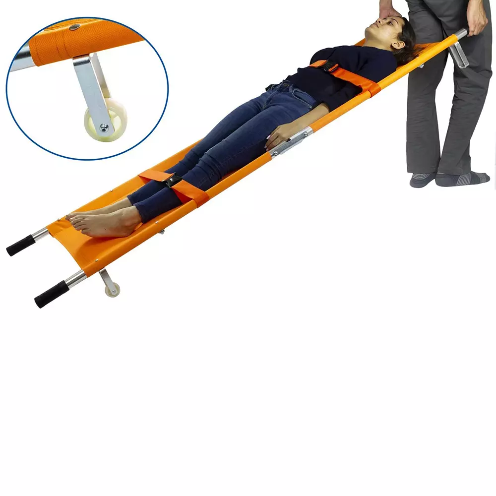 Florix Nation Double Fold Stretcher 110 Kg Load Capacity with Carry Bag Anti-Fungus, Orange