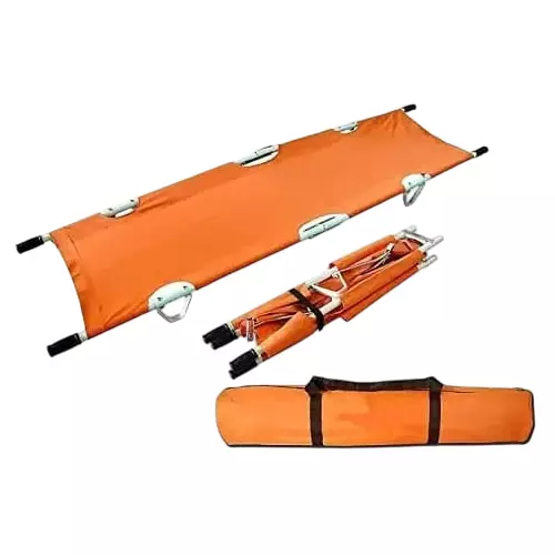 Florix Nation Double Fold Stretcher 110 Kg Load Capacity with Carry Bag Anti-Fungus, Orange