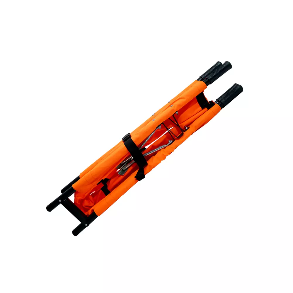 AOSSPL 2 Fold Stretcher Ms Powder Coated Orange 210 × 53 × 13 cm Unfolded Size