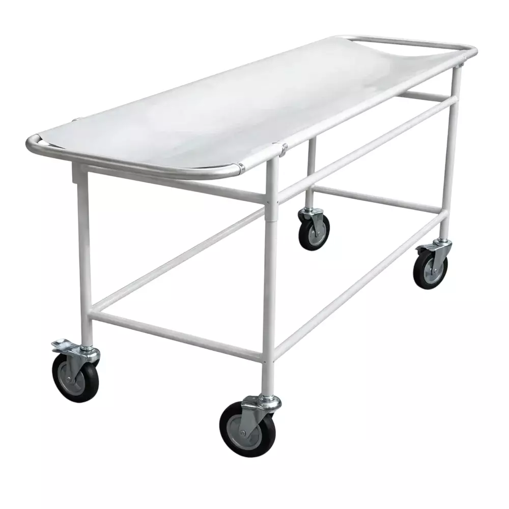 TMF Mild Steel + SS Top Stretcher Trolley Without Rails, Mattress and 150 Kg Load Capacity