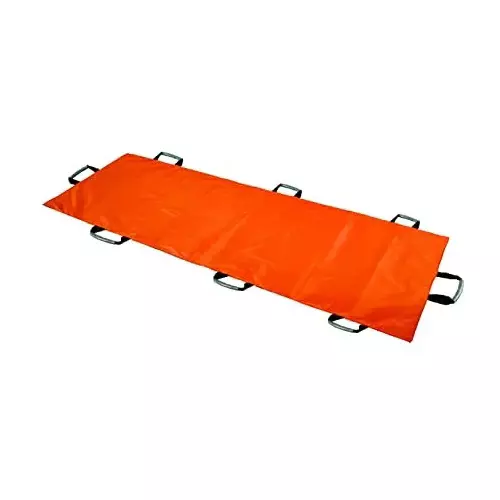 RESQ Carry Sheet Stretcher with Bag Kit Single Layer Heavy Duty Rip Stop PVC Vinyl Orange for Hospitals