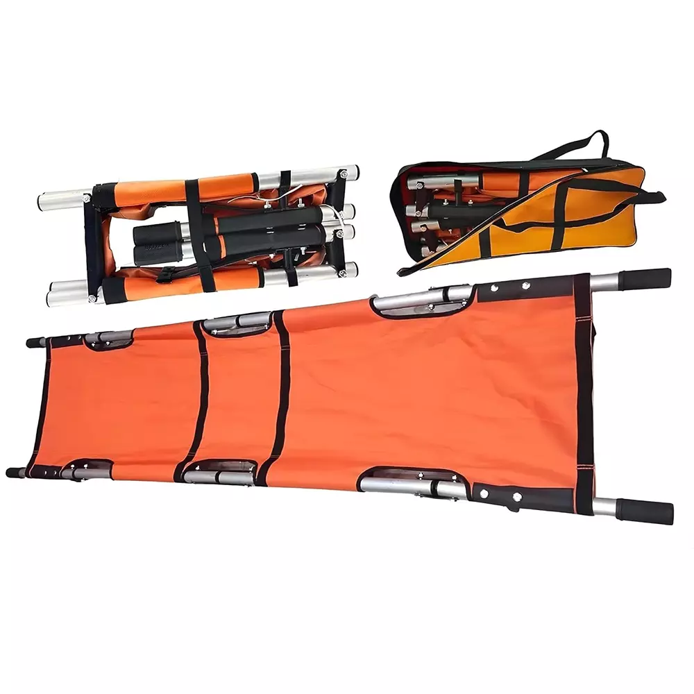 resq-4-fold-stretcher-32-mm-outer-dia-28-mm-inner-dia-550-gsm-aluminium-vinyl-coated-synthetic-fabric-aluminium-pole-orange-for-hospitals