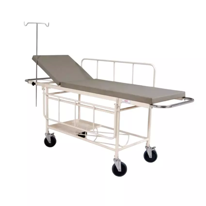 Sarvagya Surgical Stretcher on Trolley with Mattress in Mild Steel Tubular Pipe Frame for Hospitals, SSPL589