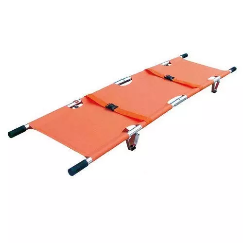 RESQ 2 Fold Stretcher 32 mm (Outer Dia.) 28 mm (Inner Dia.) 550 GSM Aluminium Vinyl Coated Synthetic Fabric & Aluminium (Pole) Orange for Hospitals