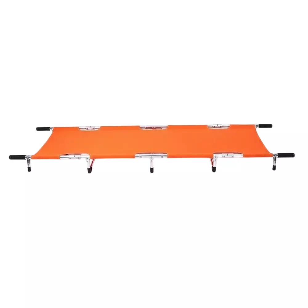 ABCO 4 Fold Stretcher Mild Steel Frame Orange & Silver Color for Hospitals & Clinics, 11073