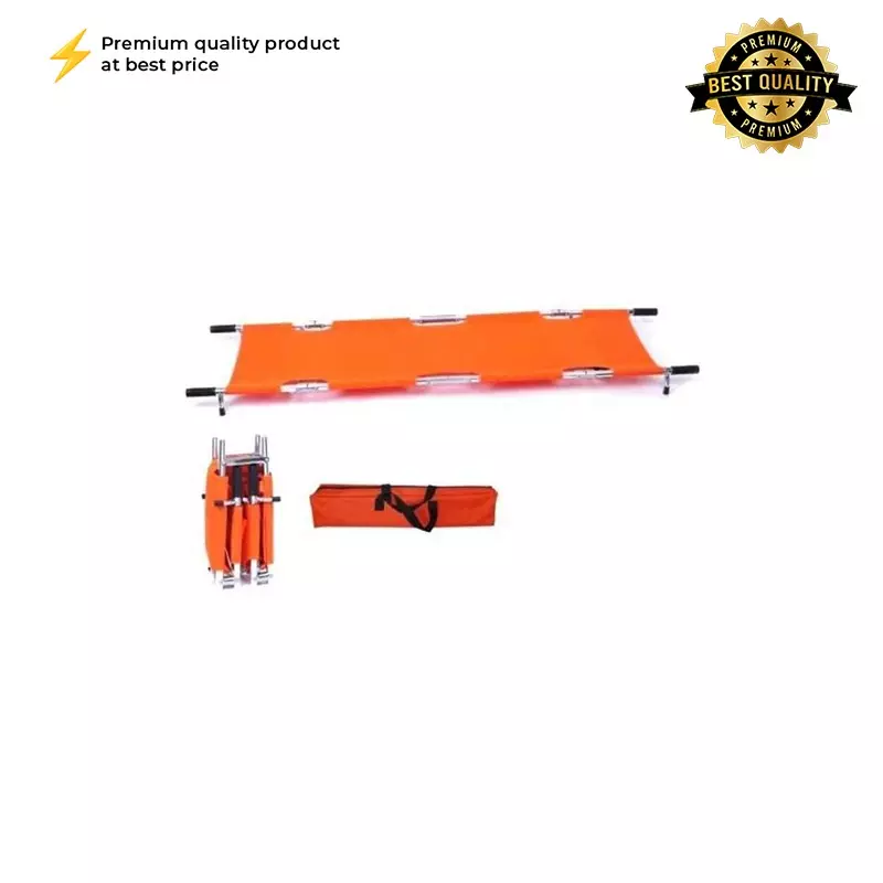 abco-4-fold-stretcher-mild-steel-frame-orange-silver-color-for-hospitals-clinics-11073