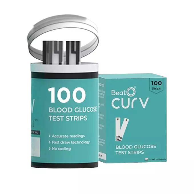Buy BeatO Curv Blood Glucose 100 Test Strips, ‎BeatoCurvStrips