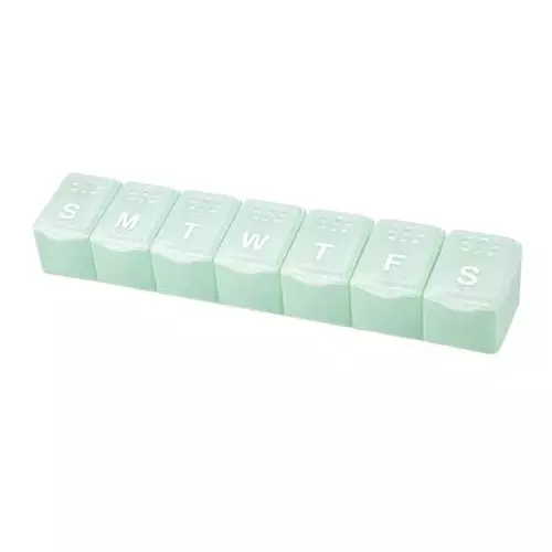 FAIRBIZPS Weekly Pill Organizer Green for Daily Medication Management, FBPI26