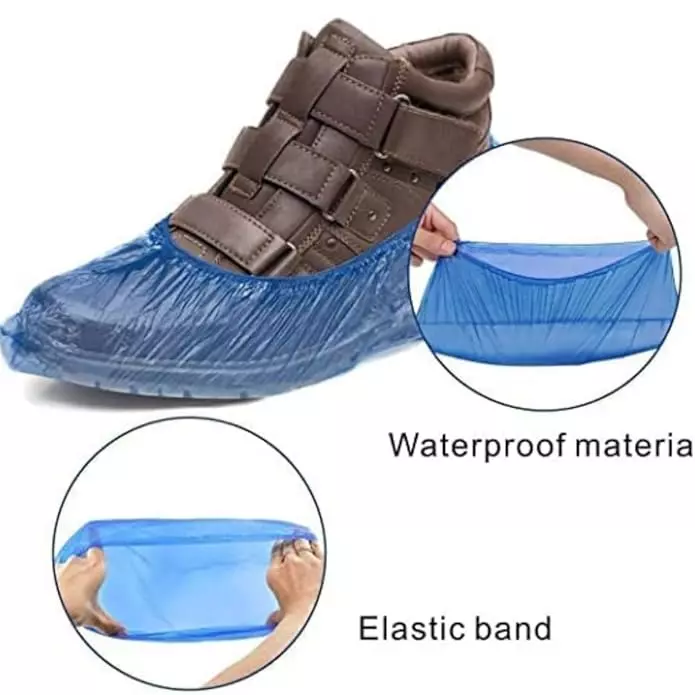 Generic Disposable Shoe Cover Plastic Blue (Pack of 100 Pcs)