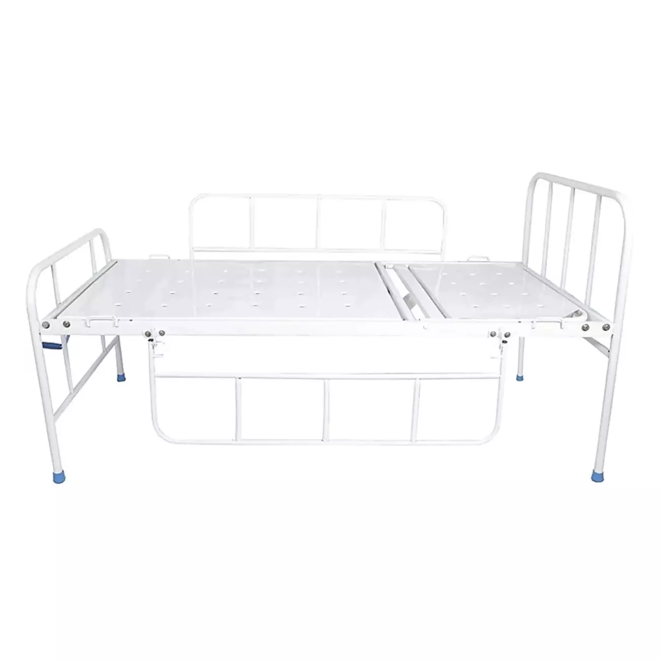 MF HOSPICARE Semi Fowler Bed Iron Body White & Blue Color and 200 Kg Load Capacity for Hospitals and Clinics