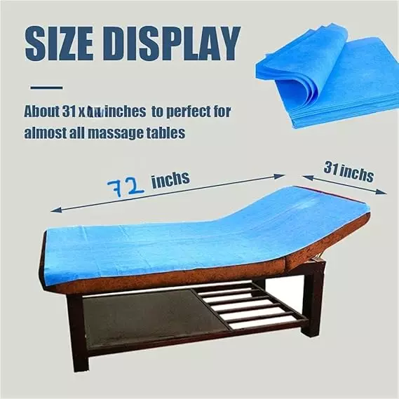 KUDIZE  Disposable Non-Woven Bed Sheet Blue 78.74x182.88 cm (31x72 inch) For Hospital, Hotel, Clinic, Spa, DKB3172B-10 (Pack of 10)