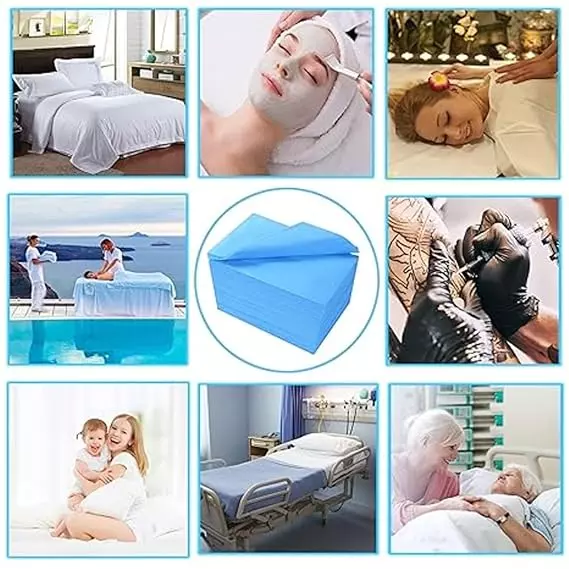 KUDIZE  Disposable Non-Woven Bed Sheet Blue 78.74x182.88 cm (31x72 inch) For Hospital, Hotel, Clinic, Spa, DKB3172B-10 (Pack of 10)