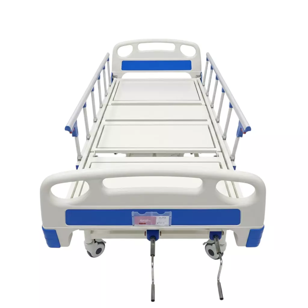MED EASY Full Fowler Bed Anodized Iron, Galvanized Steel, Steel Body White & Blue Color and 200 Kg Load Capacity for Hospitals and Clinics