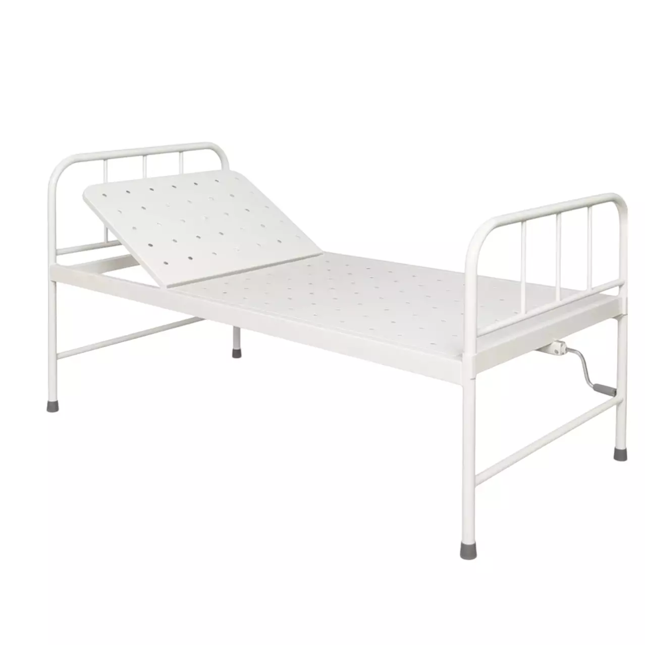 MF GLOBAL Semi Fowler Bed Iron Body White Color and 90 Kg Load Capacity for Hospitals and Clinics
