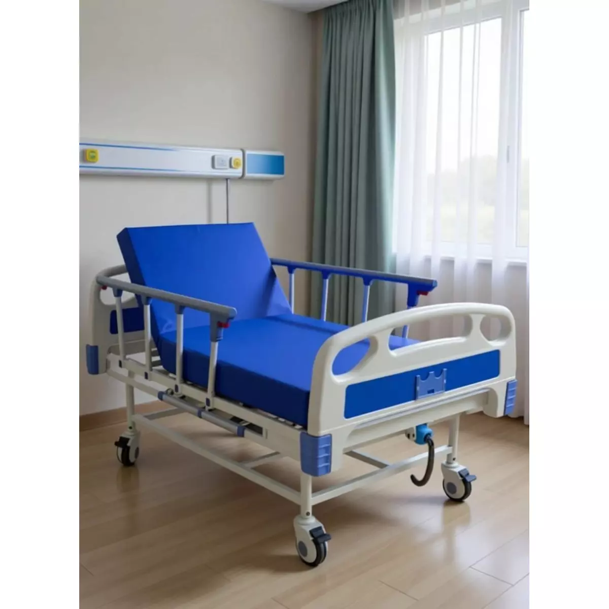 mf-global-semi-fowler-bed-with-mattress-iron-fiber-body-white-blue-color-and-200-kg-load-capacity-for-hospitals-and-clinics