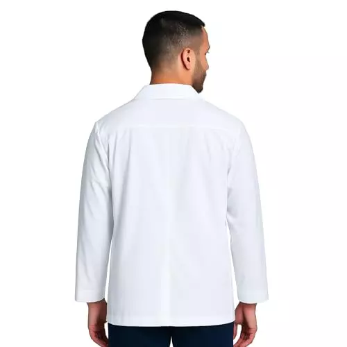 Uniformer L Size Full Sleeves Lab Coat White Cotton & Polyester Blend Durable & Comfortable for Men
