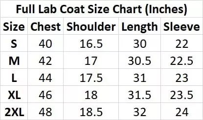 Uniformer L Size Full Sleeves Lab Coat White Cotton & Polyester Blend Durable & Comfortable for Men