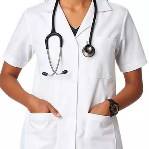 Uniformer XL Size Half Sleeves Lab Coat White Cotton & Polyester Blend Anti-Wrinkle Durable & Comfortable for Women