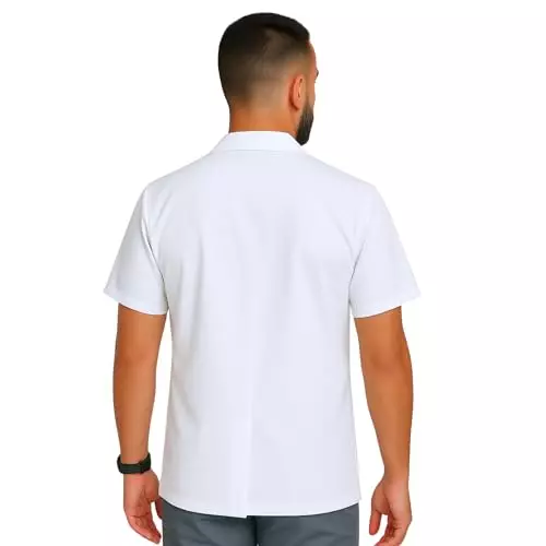 Uniformer S Size Half Sleeves Lab Coat White Cotton & Polyester Blend Anti-Wrinkle Durable & Comfortable for Men
