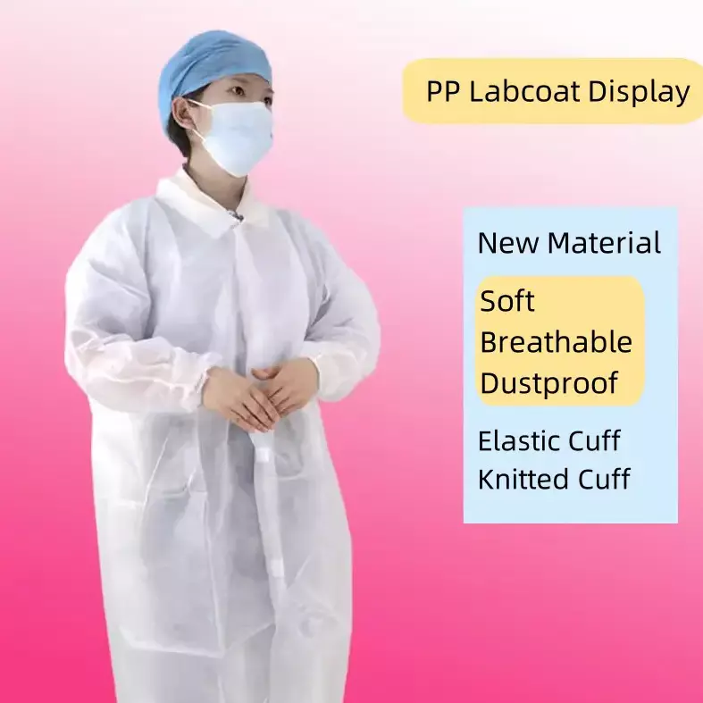 Swavind Disposable Lab Coat 50 GSM Non-Woven Polypropylene White Free Size (Pack of 12)