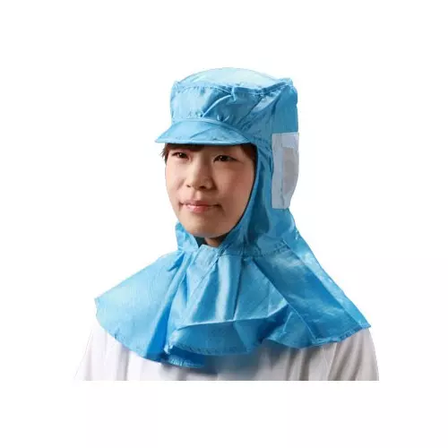 AS ONE Aspure Cleansuit Hood S Size Polyester With Conductive Yarn Blue, SH2