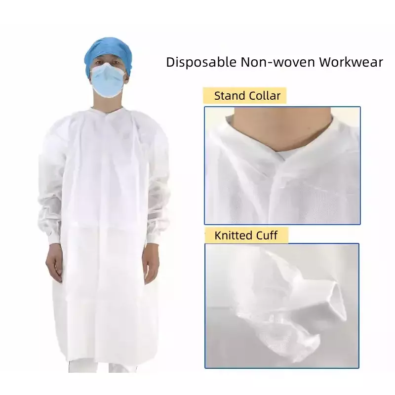 Swavind Disposable Lab Coat 50 GSM Non-Woven Polypropylene White Free Size (Pack of 120)
