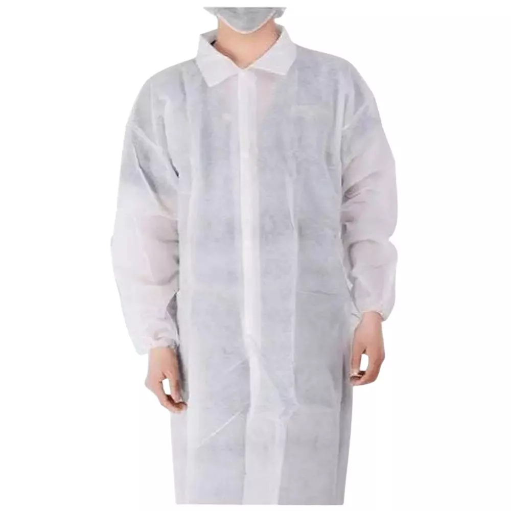 Swavind Disposable Lab Coat 50 GSM Non-Woven Polypropylene White Free Size (Pack of 600)