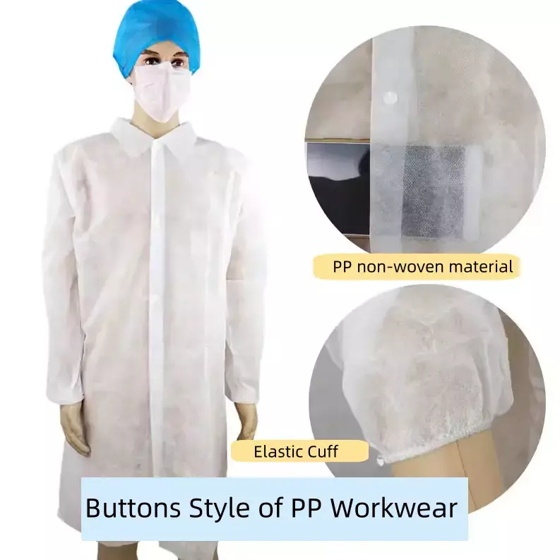 Swavind Disposable Lab Coat 50 GSM Non-Woven Polypropylene White Free Size