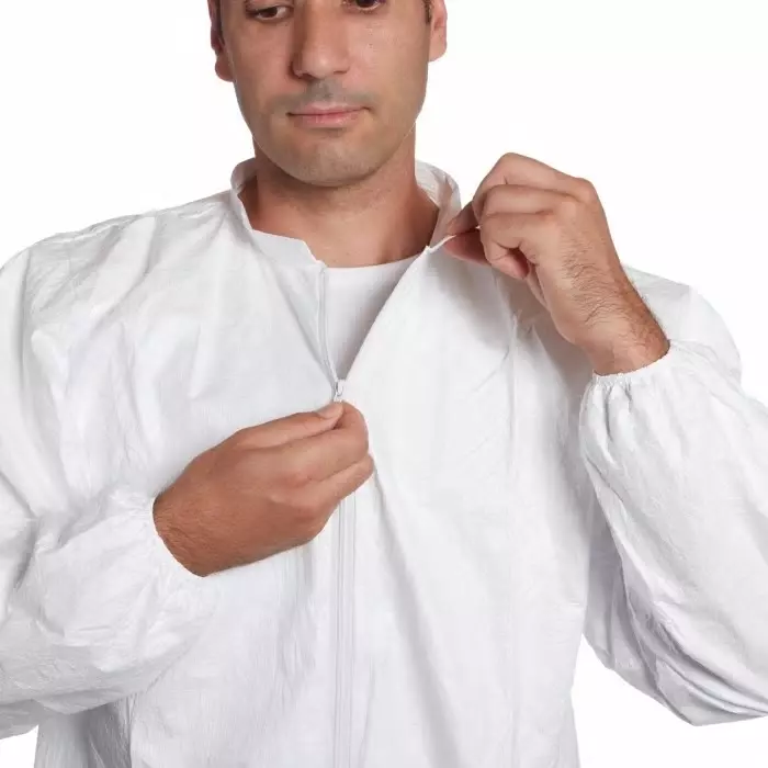 DuPont White Unisex Disposable White Lab Coat, S, D13496004