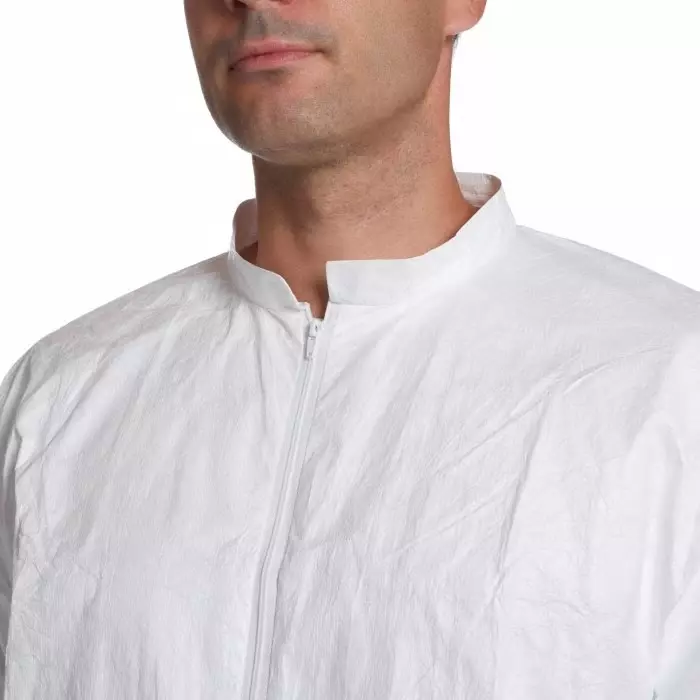 DuPont White Unisex Disposable White Lab Coat, S, D13496004