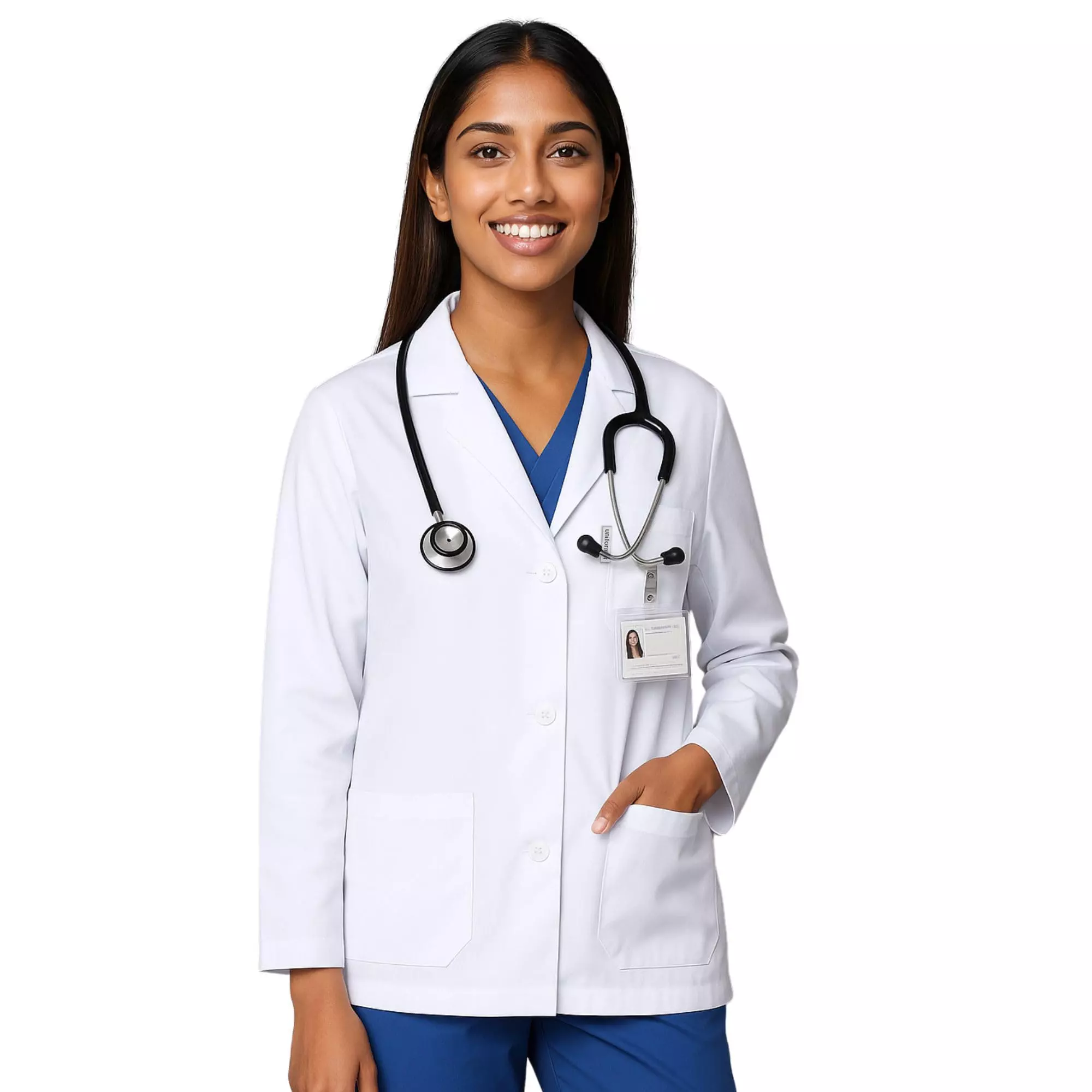 Uniformer XL Size Full Sleeves Lab Coat White Cotton & Polyester Blend Durable & Comfortable for Women
