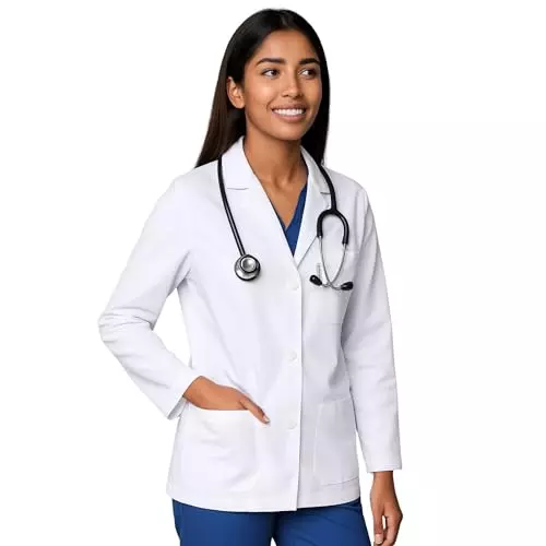 Uniformer XL Size Full Sleeves Lab Coat White Cotton & Polyester Blend Durable & Comfortable for Women