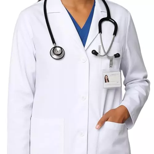 Uniformer XL Size Full Sleeves Lab Coat White Cotton & Polyester Blend Durable & Comfortable for Women