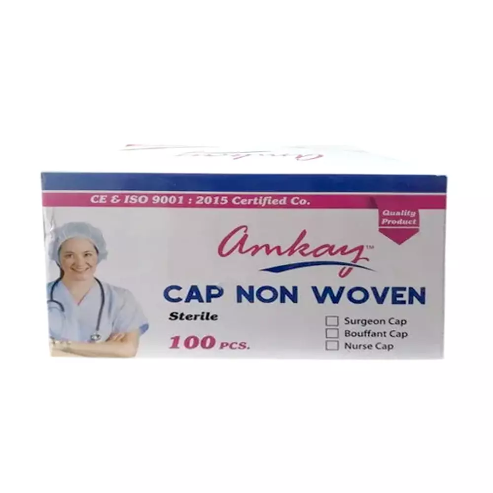 Amkay 100 Pcs Per Box Surgeon Cap Non Woven Fabric Green Color for Hospitals & Clinics, AMK-SC-909 (Pack of 30 Box)