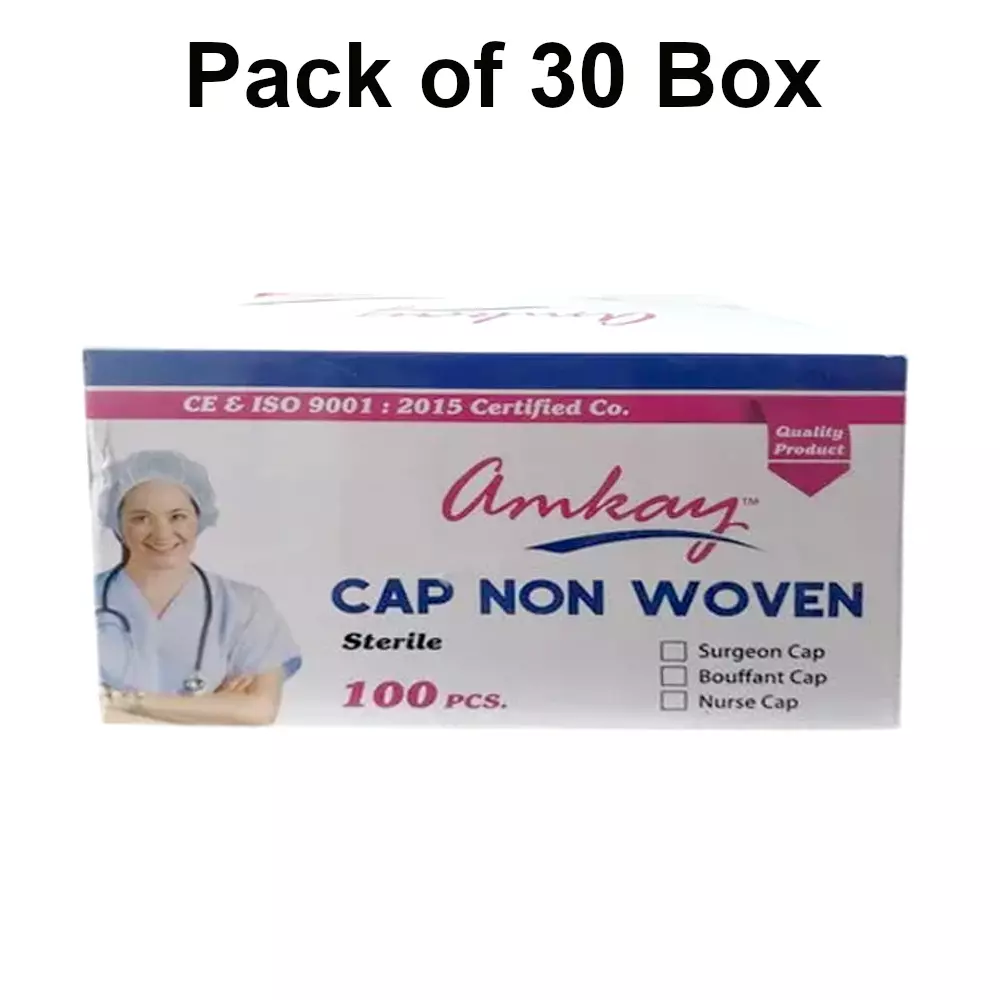amkay-surgeon-cap-non-woven-fabric-green-color-for-hospitals-clinics-pack-of-100