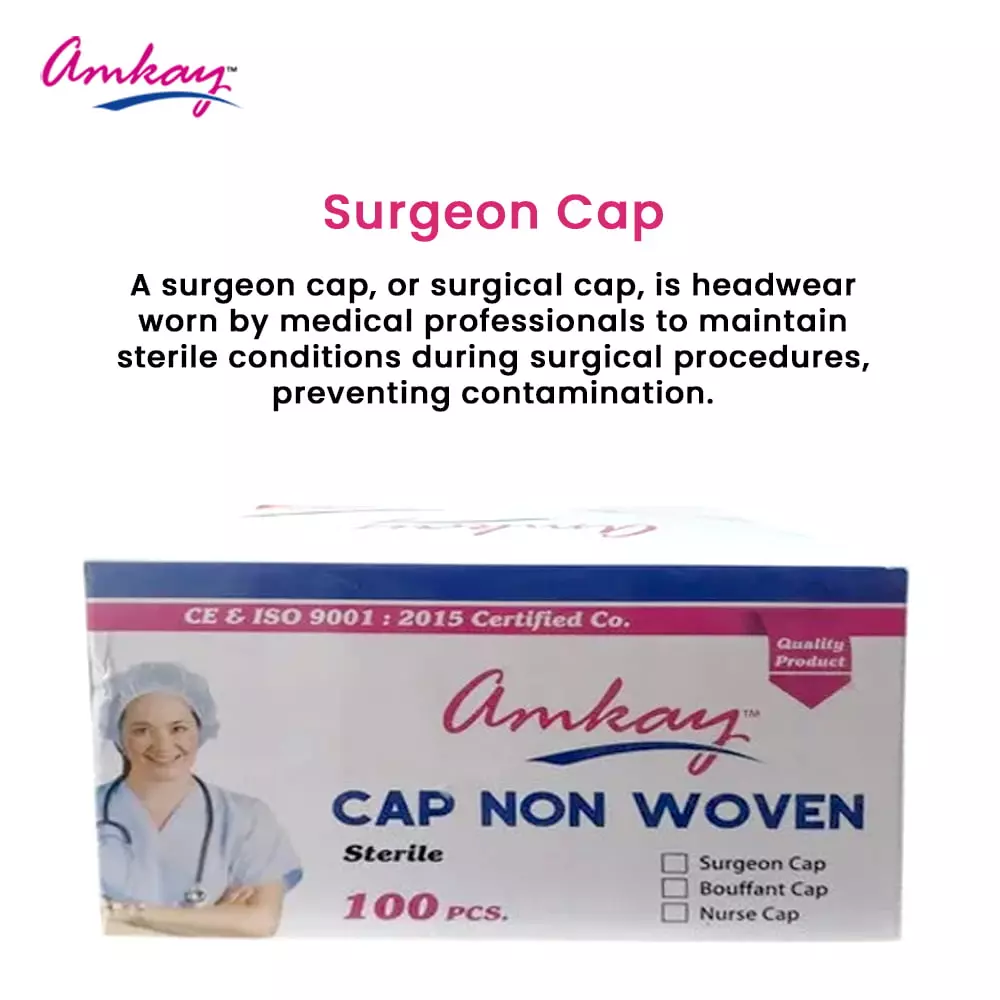 amkay-surgeon-cap-non-woven-fabric-green-color-for-hospitals-clinics-pack-of-100