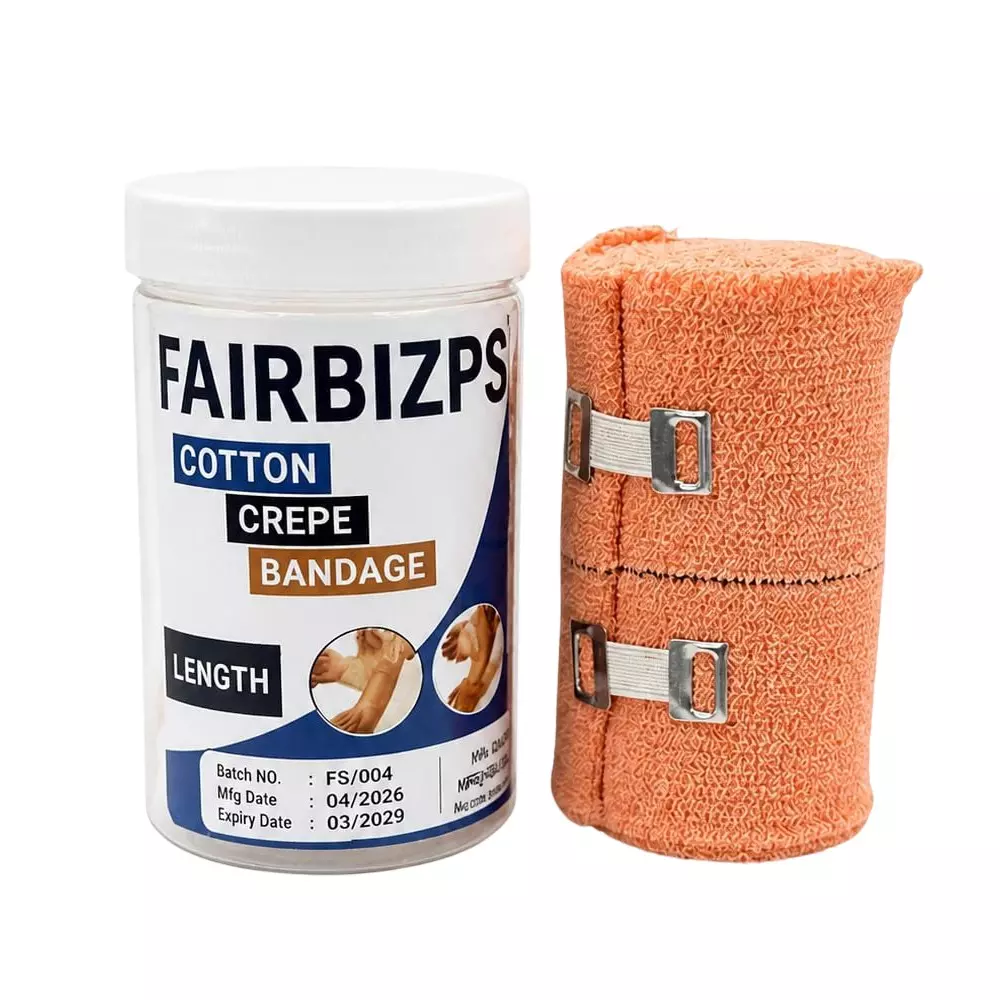 FAIRBIZPS Elastic Cotton Crepe Bandage 10 cm x 4 m for Hand, Leg Ankle Pain Relief, CPB02526