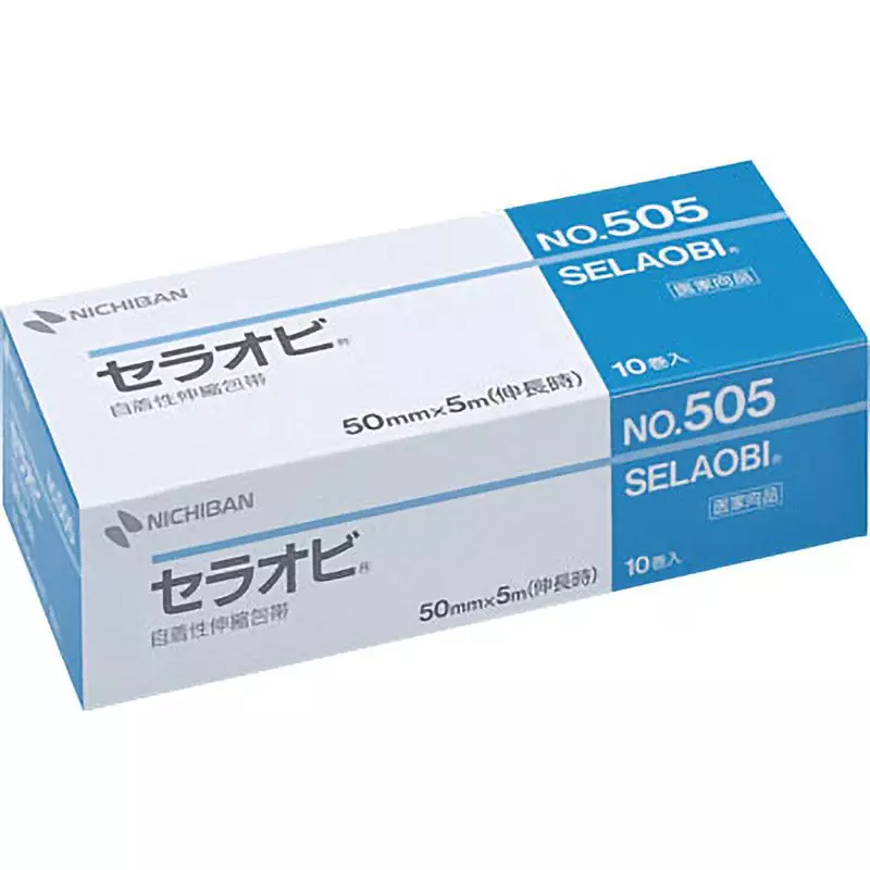 NICHIBAN SELAOBI Self-Adhesive Elastic Bandage 50 mm x 5 m, No.505 (Pack of 10 Rolls)