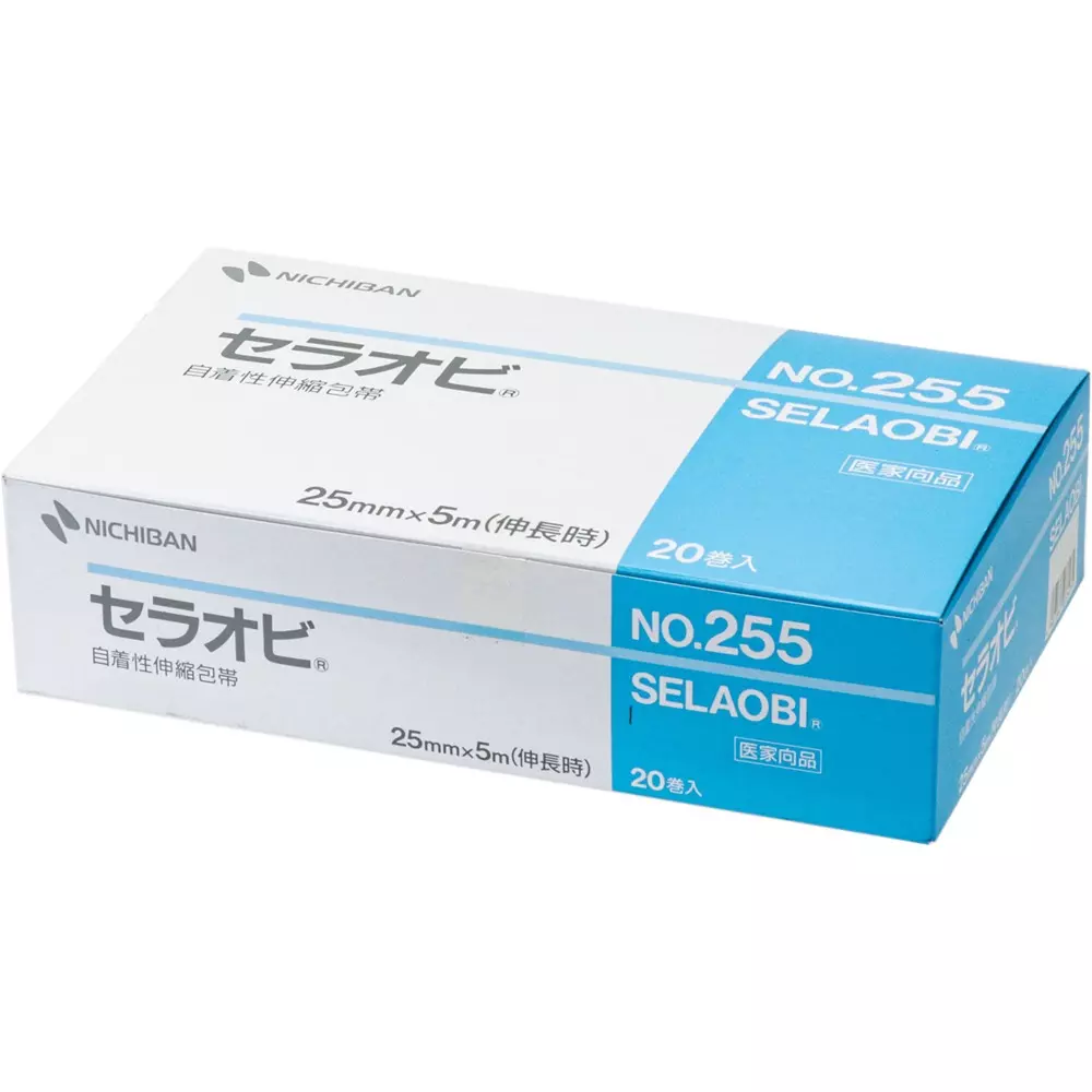 NICHIBAN SELAOBI Self-Adhesive Elastic Bandage 25 mm x 5 m, No.255 (Pack of 20 Rolls)