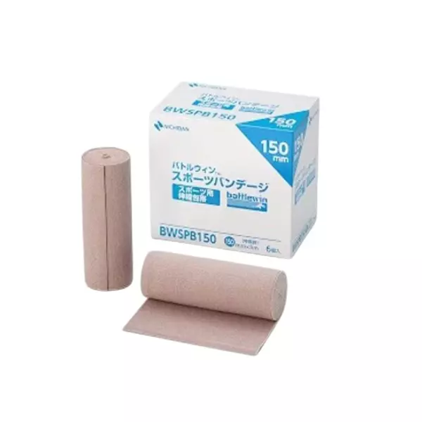 NICHIBAN Battlewin Sports Bandage Stretchable Cotton Beige 150 mm x 5 m, BWSPB150 (Pack of 6 Rolls)